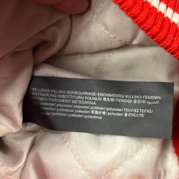Europe's Pull & Bear Women's Varsity Bomber Y2K Style Jacket Red & White Size XS - Picture 6 of 8